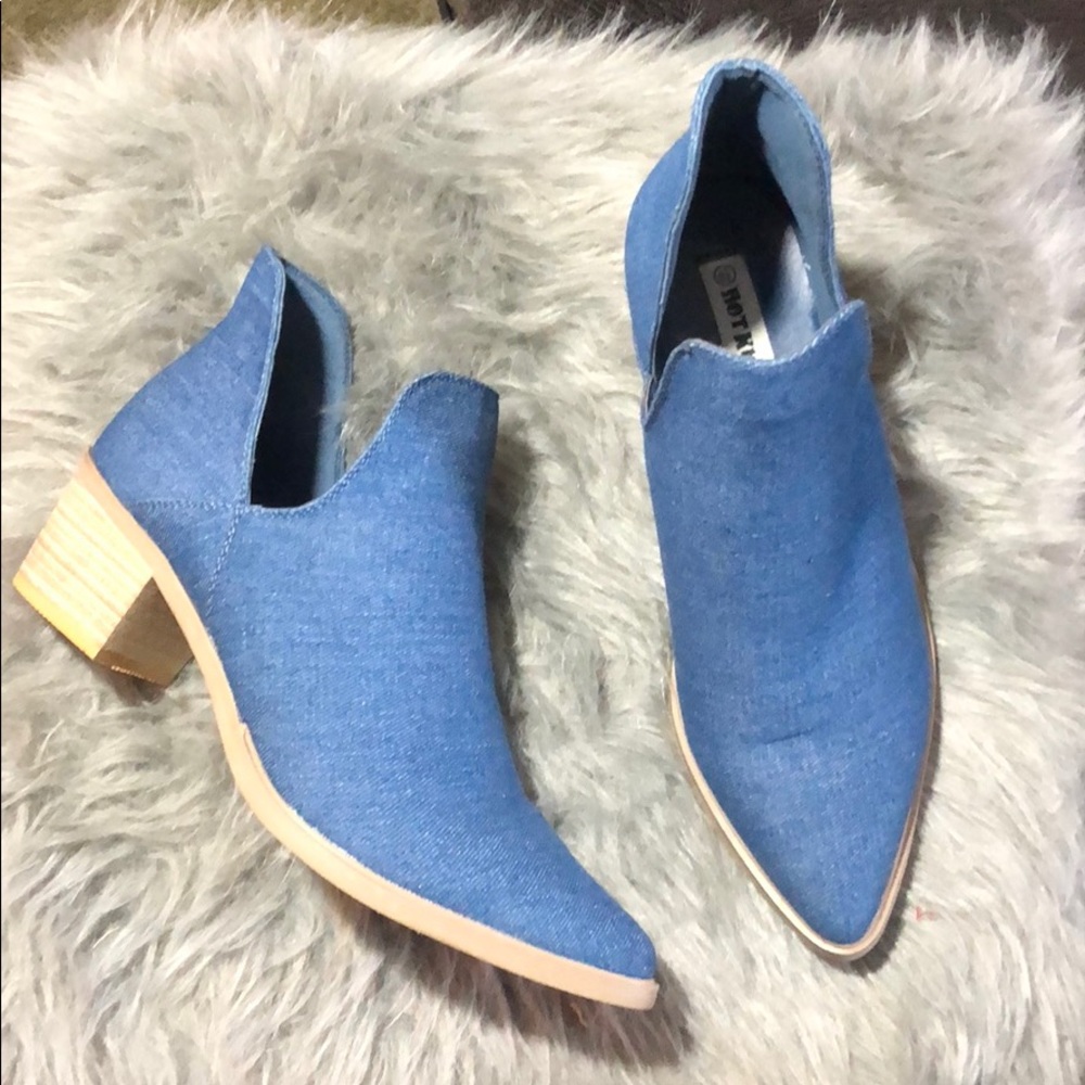 Hot Kiss jean material low cut boots